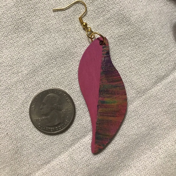 Hand Painted Abstract Earrings - Picture 2 of 2